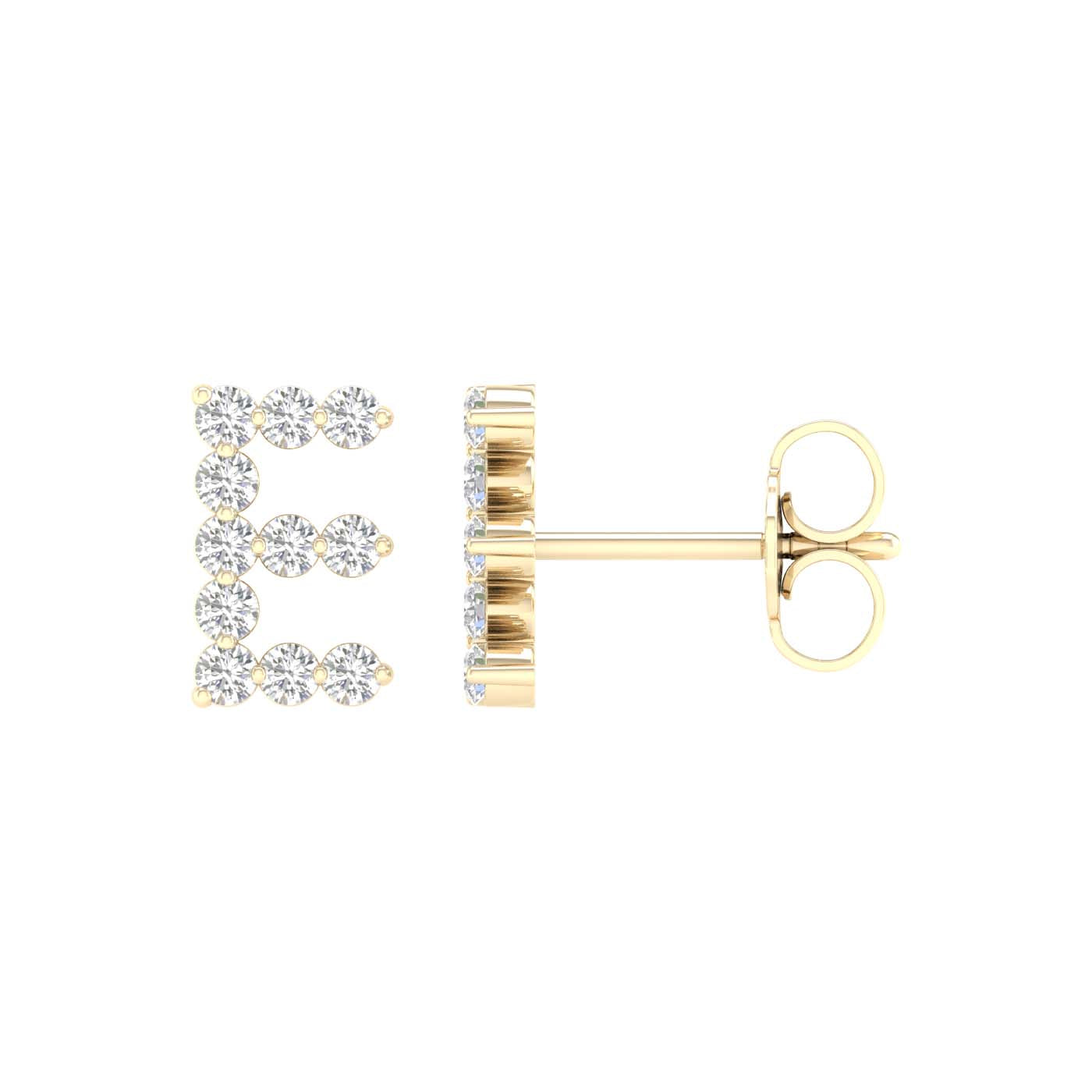 10KT Yellow Gold 0.25 Carat Initial (E) Earrings-0127813-YG