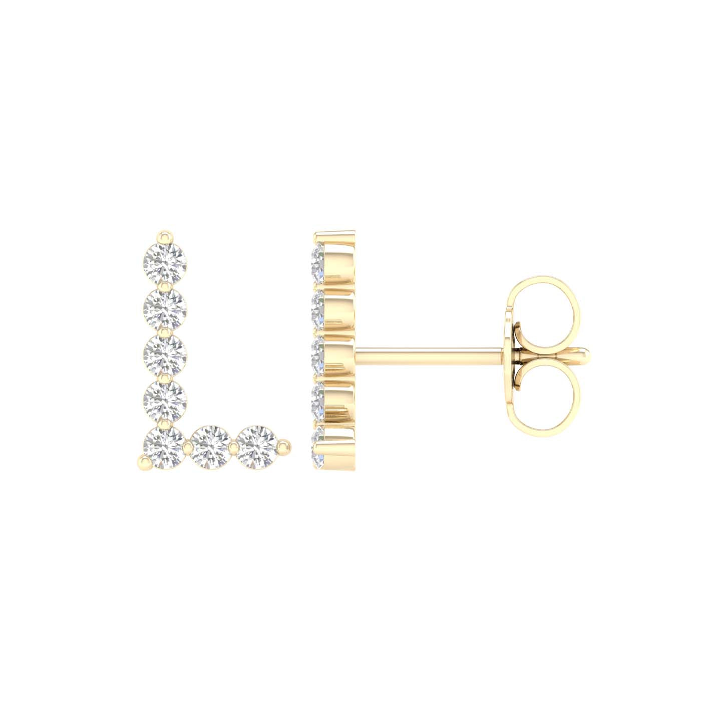 10KT Yellow Gold 0.25 Carat Initial (L) Earrings-0127819-YG