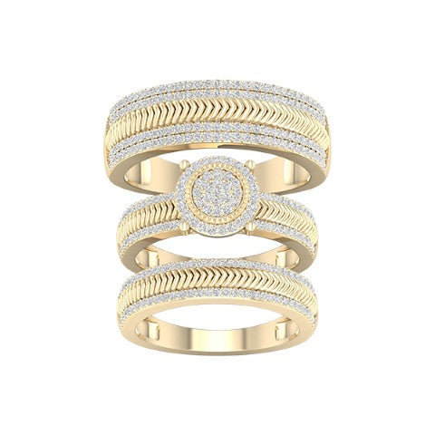 10KT Yellow Gold 0.75 Carat Round Trio Set-0427120-YG