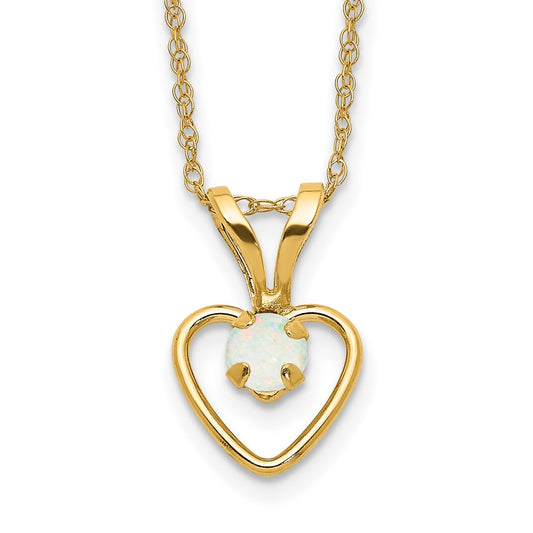 14k Madi K 3mm Opal Heart Necklace