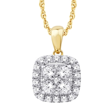10KT Yellow Gold 0.25 Carat Cushion Pendant-0825983-YG