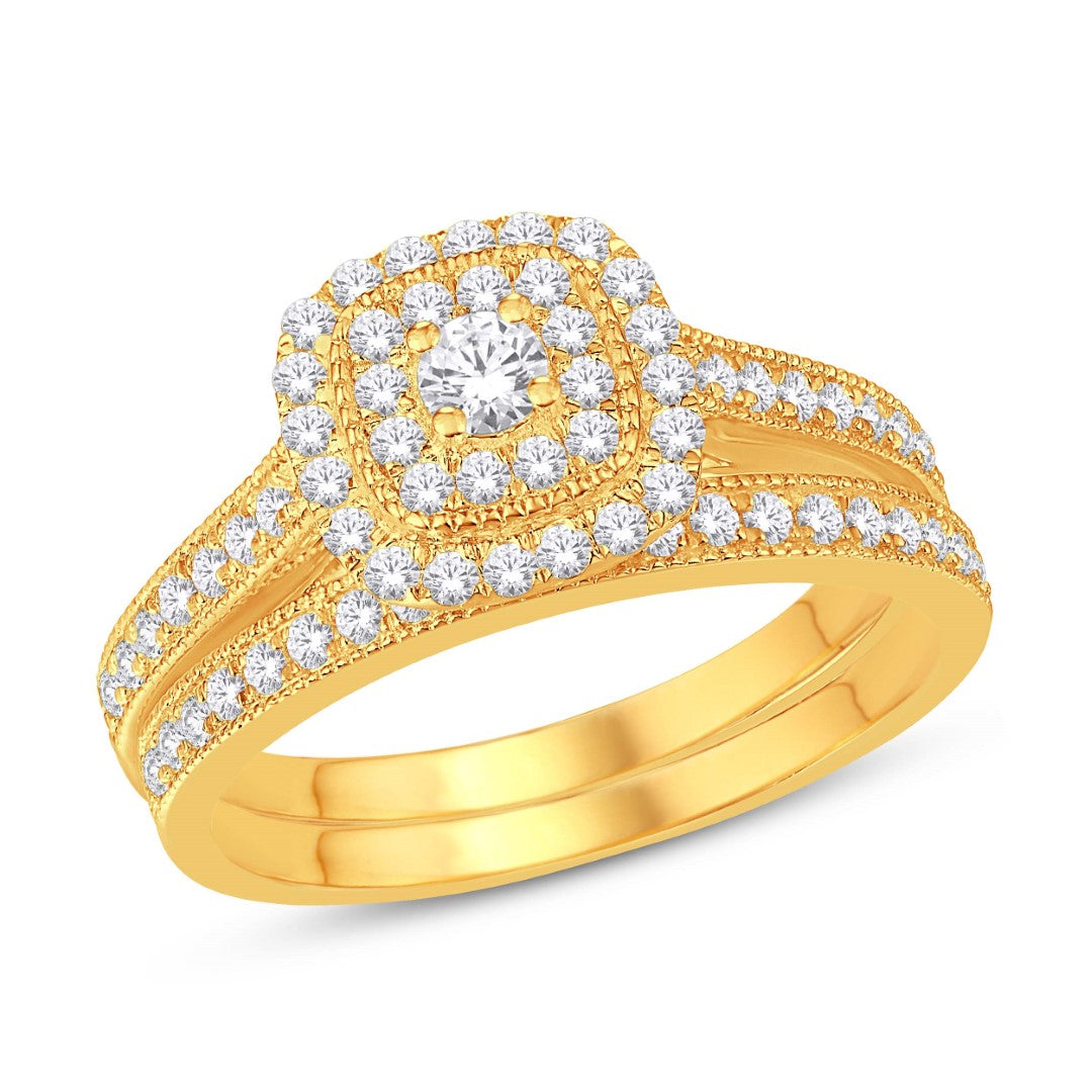 14K White Gold 0.70 Carat (0.12 CTR) Certified Cushion Bridal Ring-0525561-WG