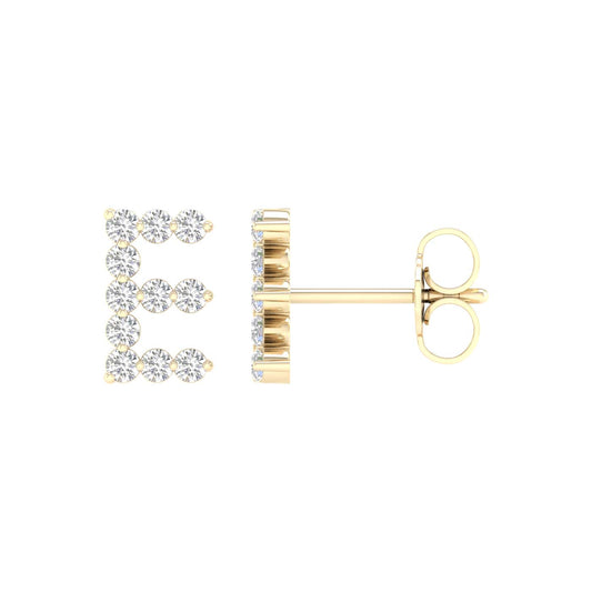 10KT Yellow Gold 0.25 Carat Initial (E) Earrings-0127813-YG