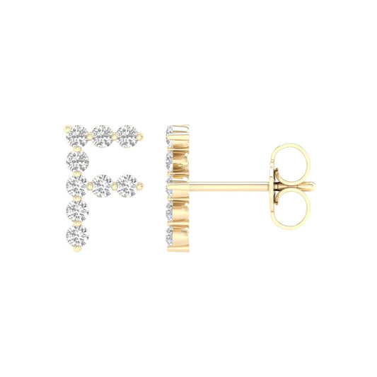 10KT Yellow Gold 0.25 Carat Initial (F) Earrings-0127814-YG