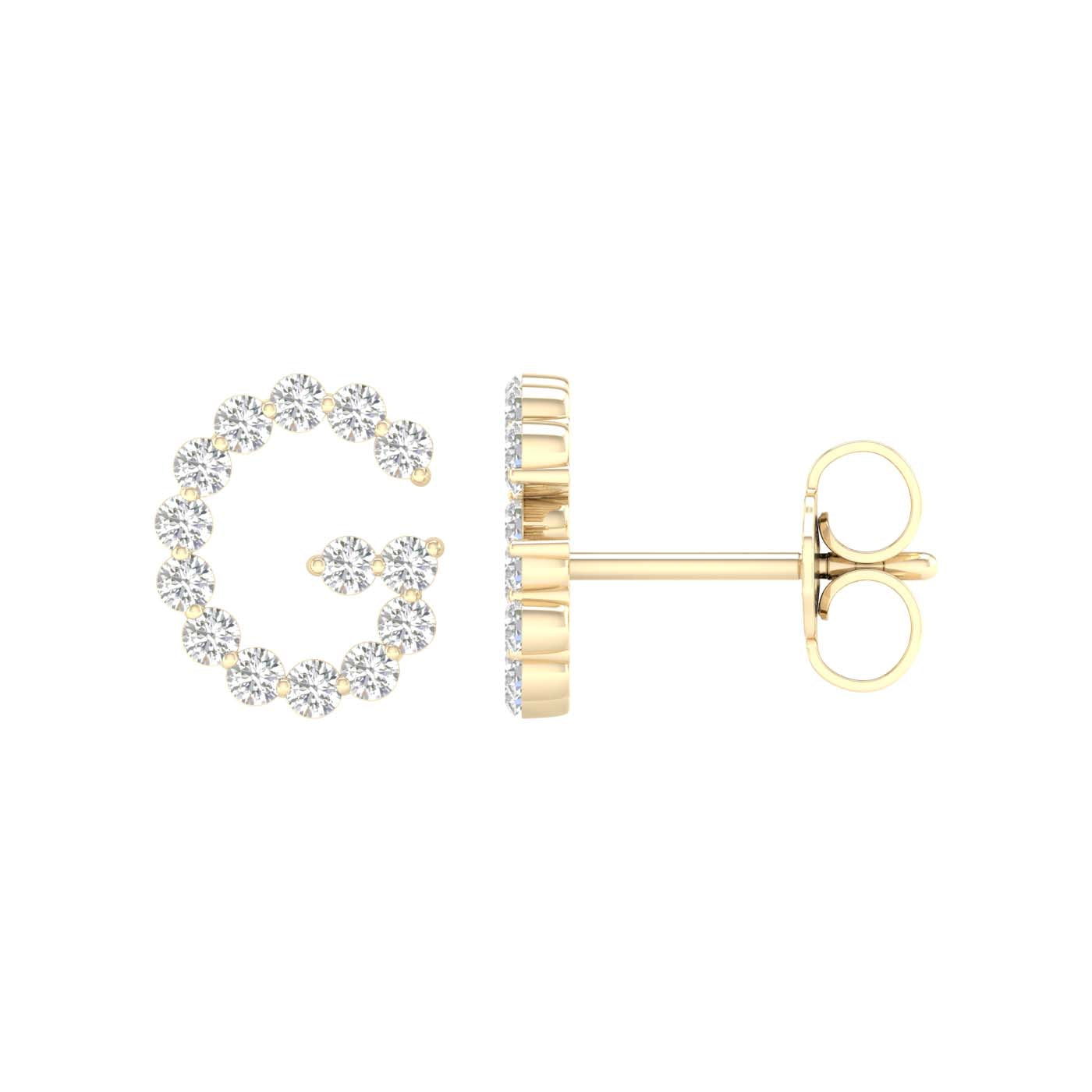 10KT Yellow Gold 0.25 Carat Initial (G) Earrings-0127815-YG