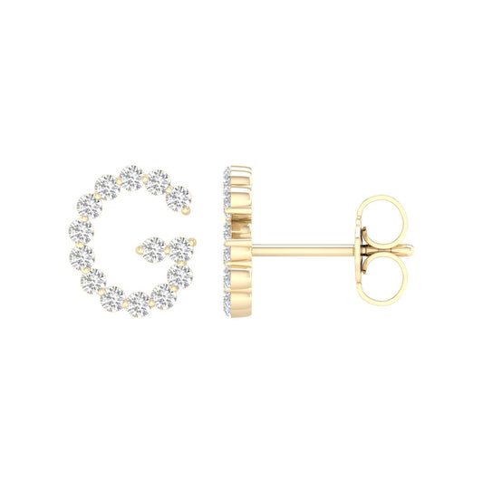 10KT Yellow Gold 0.25 Carat Initial (G) Earrings-0127815-YG