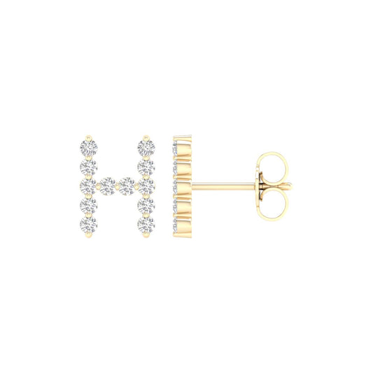 10KT Yellow Gold 0.25 Carat Initial (H) Earrings-0127816-YG