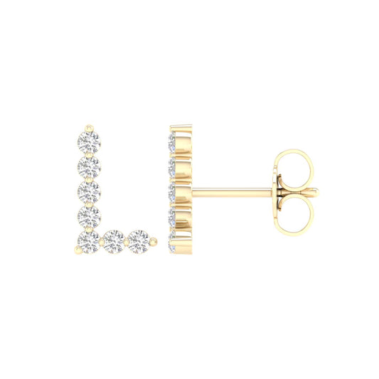 10KT Yellow Gold 0.25 Carat Initial (L) Earrings-0127819-YG