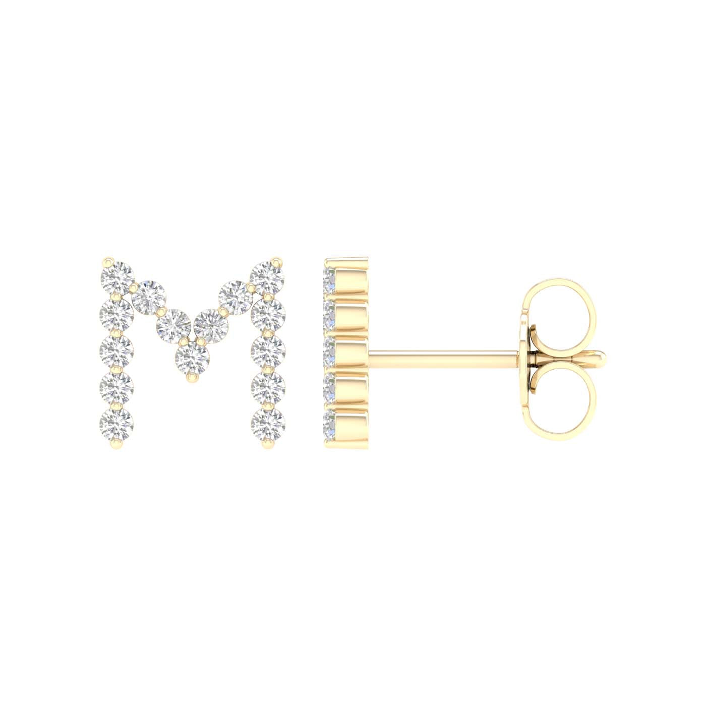 10KT Yellow Gold 0.25 Carat Initial (M) Earrings-0127820-YG