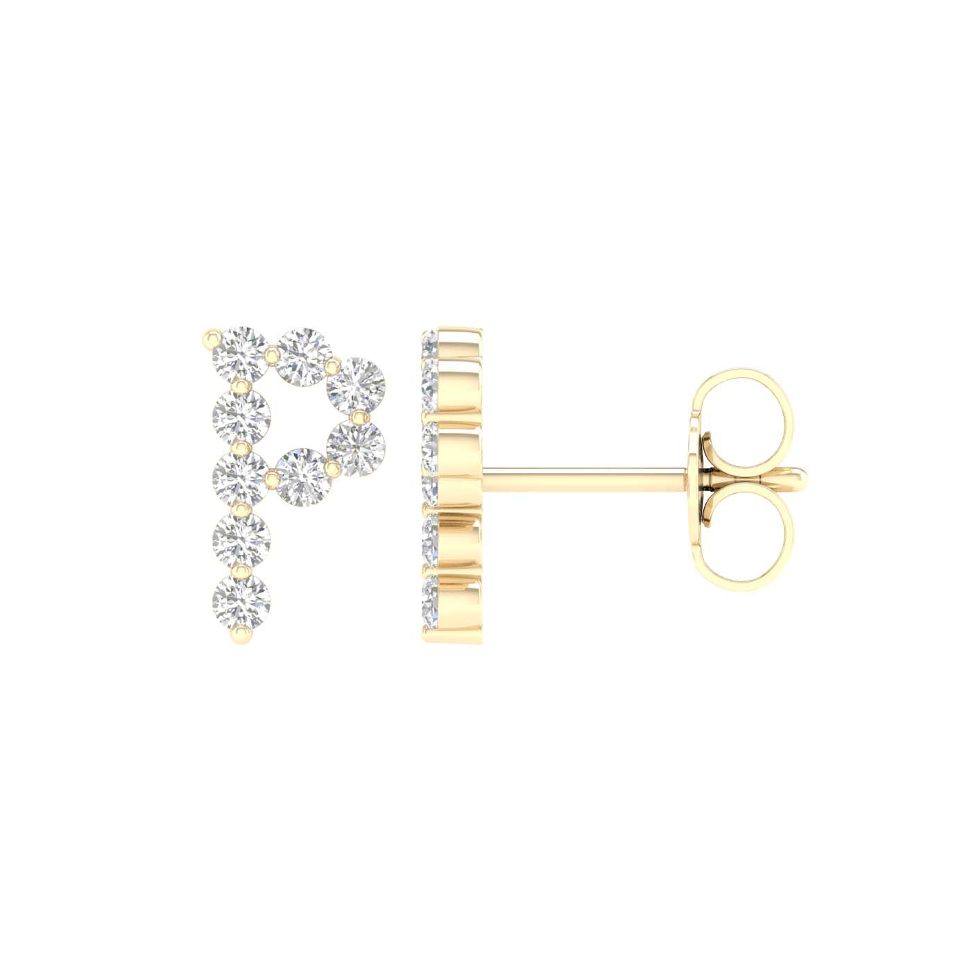 10KT Yellow Gold 0.25 Carat Initial (P) Earrings-0127822-YG