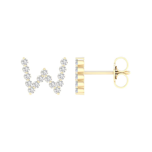 10KT Yellow Gold 0.25 Carat Initial (W) Earrings-0127827-YG