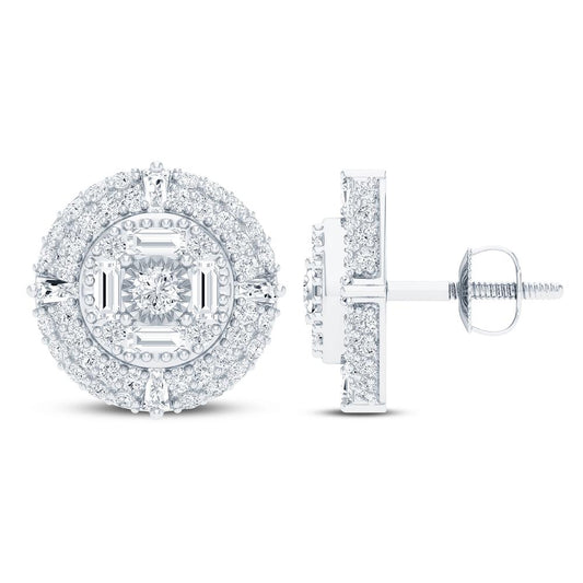 10KT White Gold 1.00 Carat Round Earrings-0129122-WG