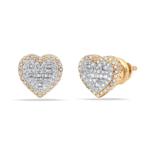 10KT Yellow Gold 0.28 Carat Heart Earrings-0150009-YG