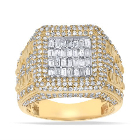 10KT Yellow Gold 2.55 Carat Square Mens Ring-0350018-YG