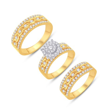 10KT Two-Tone (Yellow and White) Gold 1.51 Carat Flower Trio Set-0425562-YW