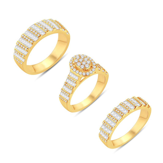 14K All Yellow Gold 3.00 Carat Oval Trio Set-0426043-ALY