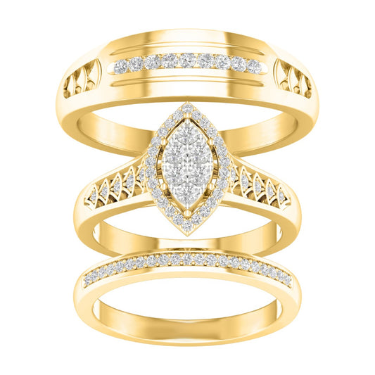 10KT Yellow Gold 0.33 Marquise Carat Trio Set-0427105-YG