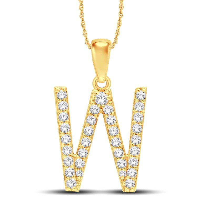 10KT All Yellow Gold 0.29 Carat Initial (W) Pendant-0825451-ALY