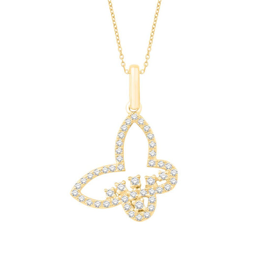 10KT Yellow Gold 0.26 Carat Butterfly Pendant-0832085-YG