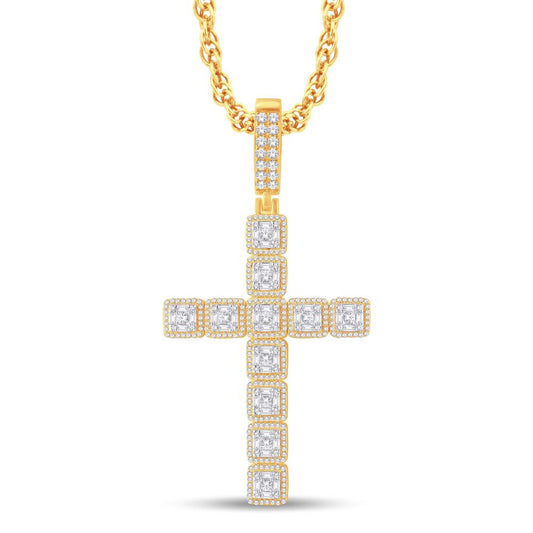 14K Two-Tone (Yellow and White) Gold 1.61 Carat Cross Hiphop-1026301-YW