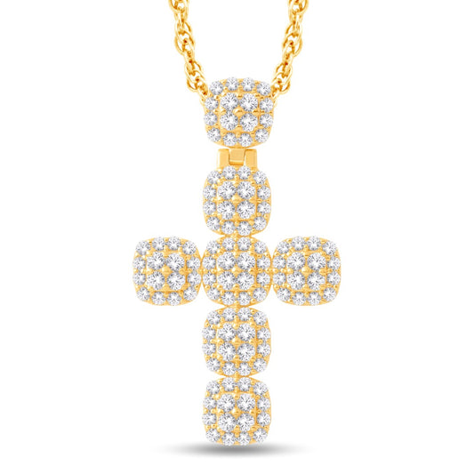 14K All Yellow Gold 2.50 Carat Designer Cross Pendant-1032008-ALY