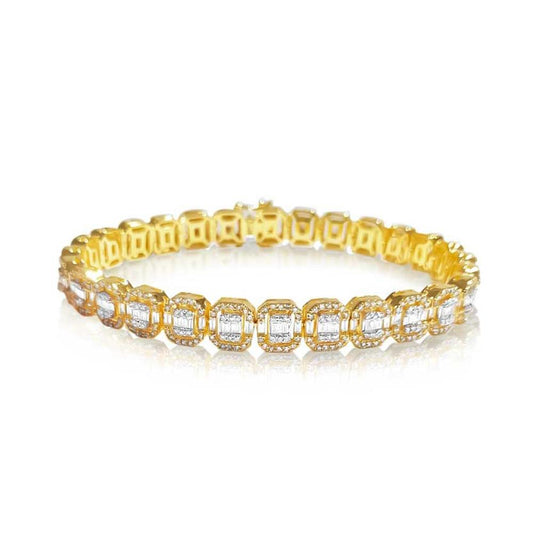 10KT All Yellow Gold 6.25 Carat Unisex Baguette Bracelet-1230002-ALY