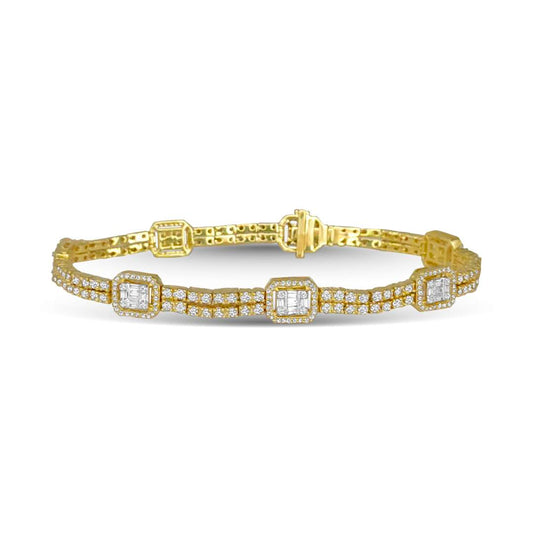 10KT Yellow Gold 5.16 Carat Cushion Fashion Bracelet (8 INCH)-1230009-YG