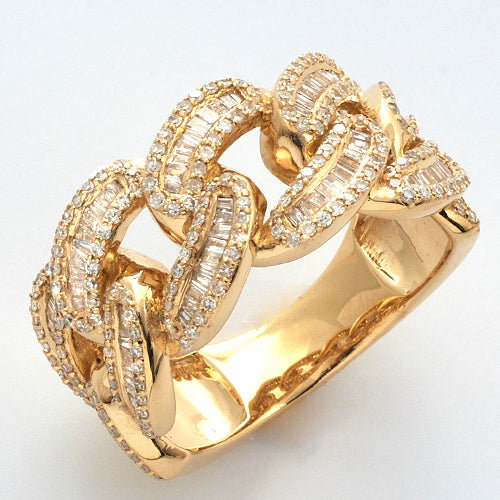 10KY 1.50CTW BAGUETTE DIAMOND MIAMI CUBAN RING