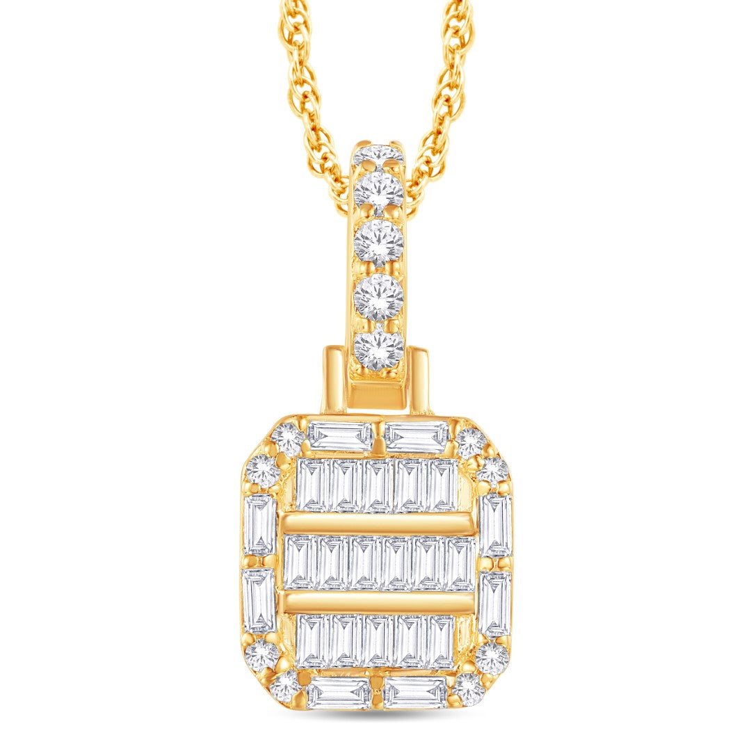 10 Karat All Yellow Gold 0.33 Carat Diamond Cushion Pendant-0825817-ALY