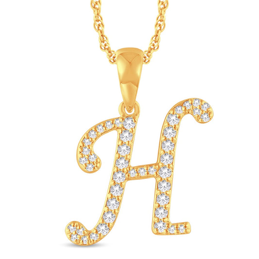 10KT All Yellow Gold 0.20 Carat Initial (H) Pendant-0825449-ALY