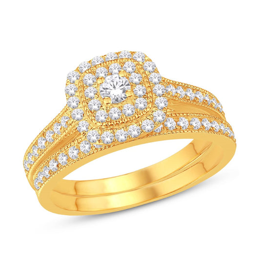 14K White Gold 0.70 Carat (0.12 CTR) Certified Cushion Bridal Ring-0525561-WG